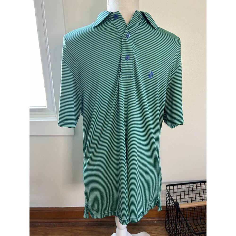 Izod golf shirt Men's Small mint green blue stripes Polo